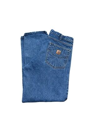 Carhartt B17-DST Jeans Mens 36x30 Blue Straight Leg Denim Dark Stone Wash